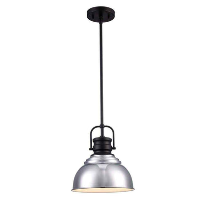 Home Decorators Shelston 10 in. Chrome and Black Farmhouse Pendant Light Fixture