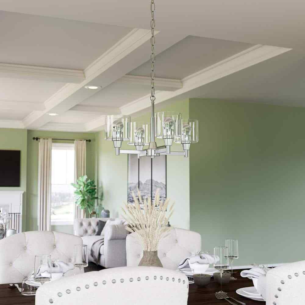 Hampton Bay Oron 4-Light Brushed Nickel Reversible Chandelier