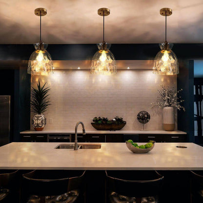 Uolfin Modern Kitchen Island Pendant Light 1-Light Brass Gold Bell Pendant