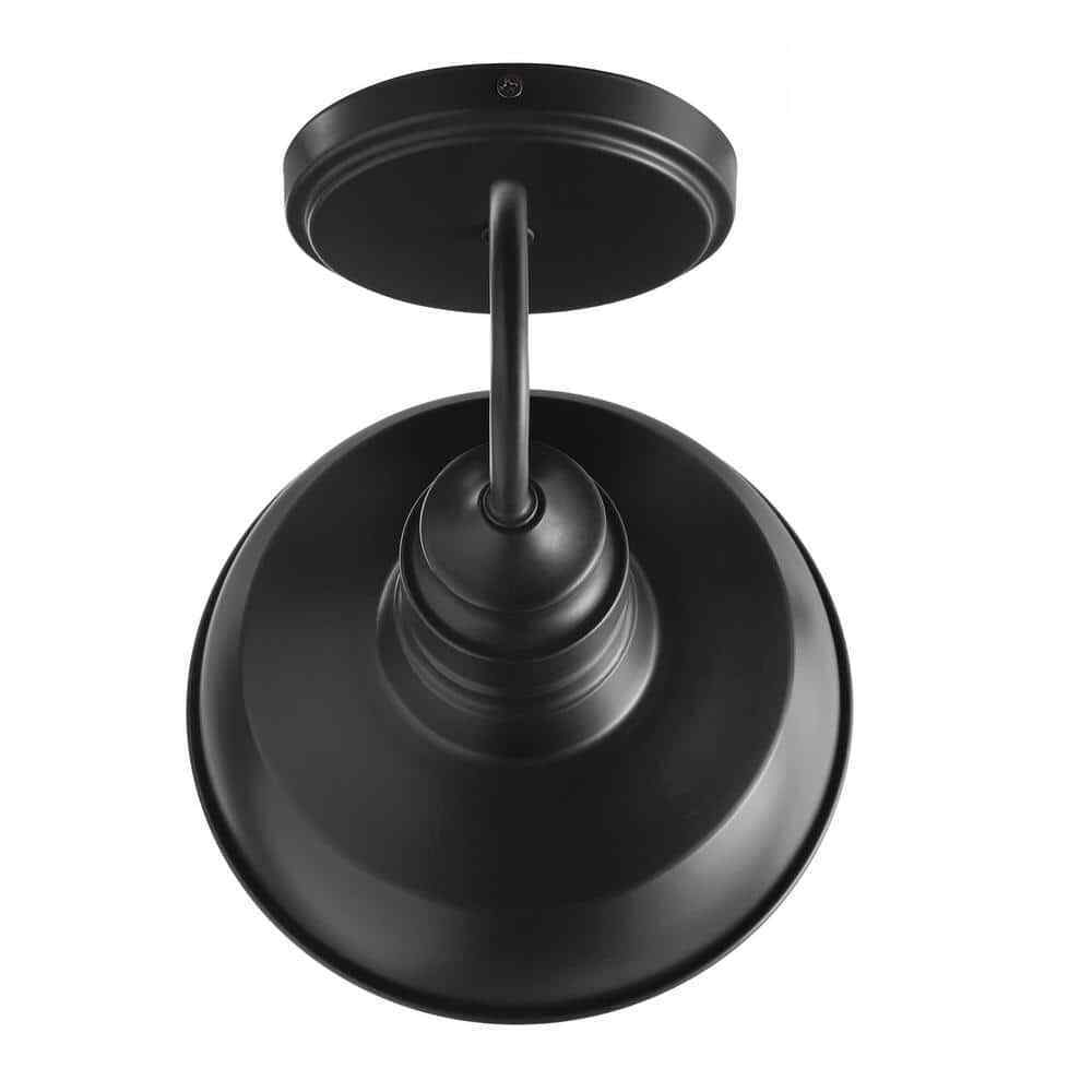 Hampton Bay Elmcroft 7.63 in. 1-Light Matte Black Wall Mount Light w/Metal Shade