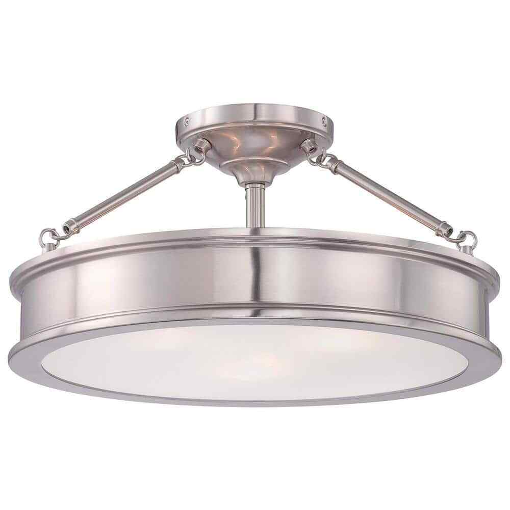 Home Decorators Grafton 3-Light Brushed Nickel Semi Flush Mount Ceiling Light