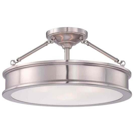 Home Decorators Grafton 3-Light Brushed Nickel Semi Flush Mount Ceiling Light