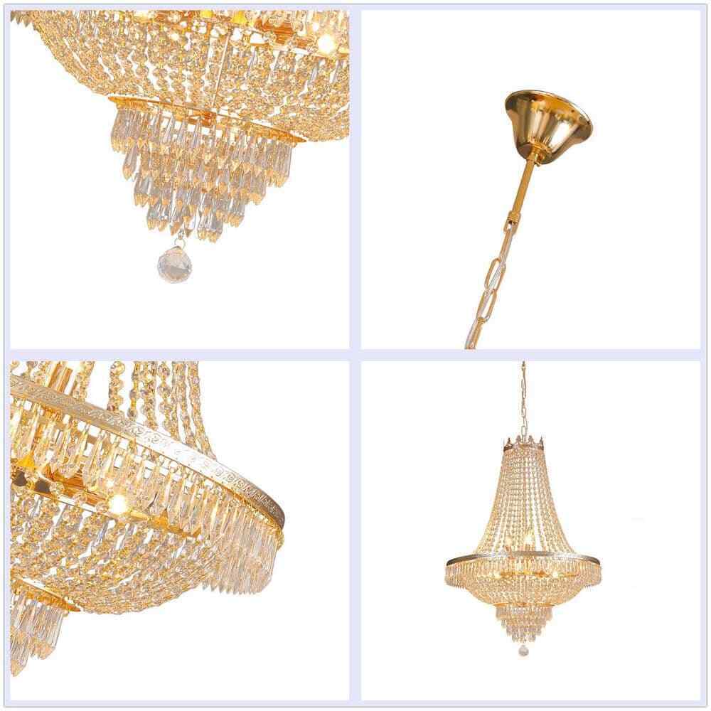OUKANING 24 in. Gold 9-Light Raindrop Classic Empire Style Chain Chandelier