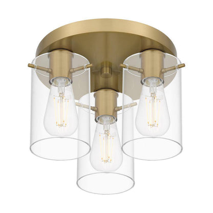 Hampton Bay Regan 11.75 in. 3-Light Brushed Gold Flush Mount