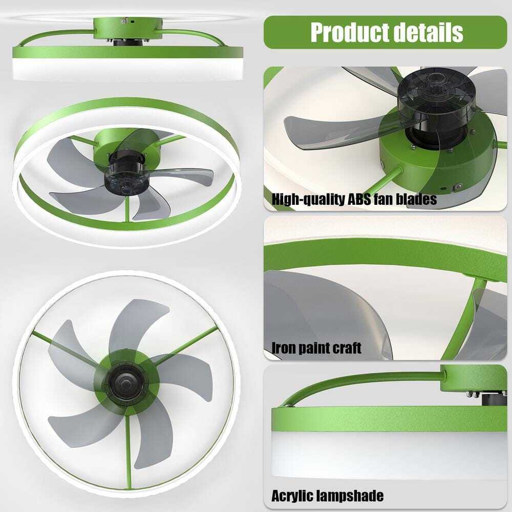 Tidoin LED Indoor Green Smart Ceiling Fan w/ Remote and Reversible Blades