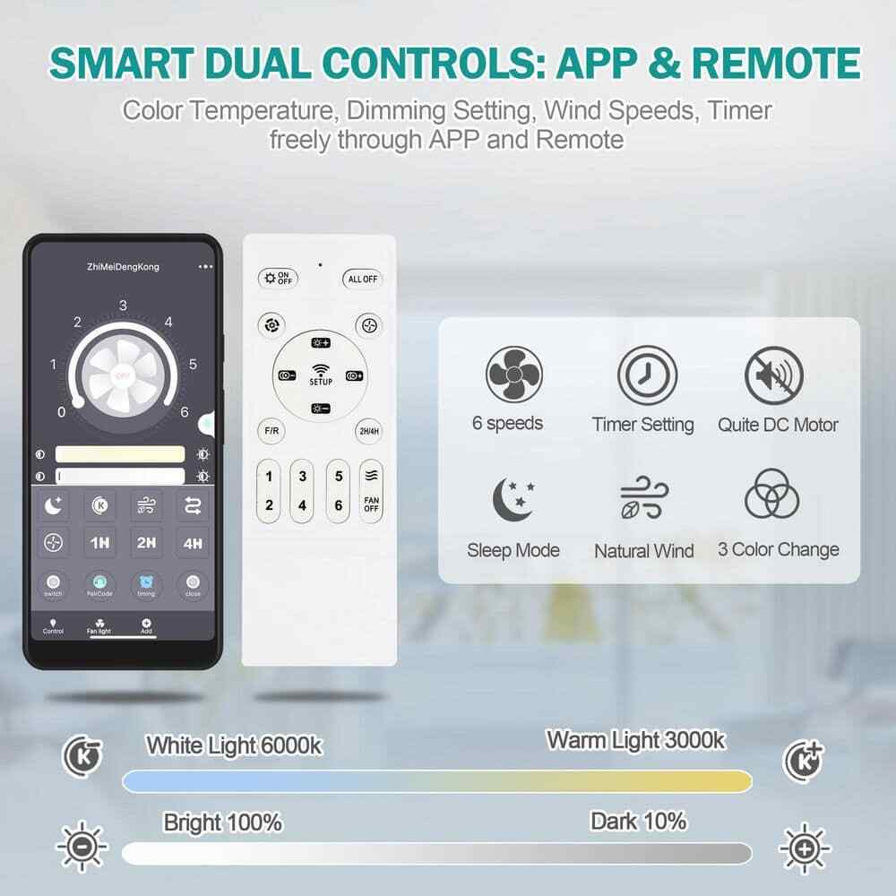 Oaks Aura 20in. LED Black Bladeless App Control Smart Low Profile Ceiling Fan