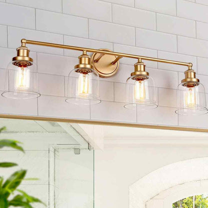 Uolfin Modern Gold Bathroom Wall Lights 29 in. 4-Light Bell Wall Sconce Lighting