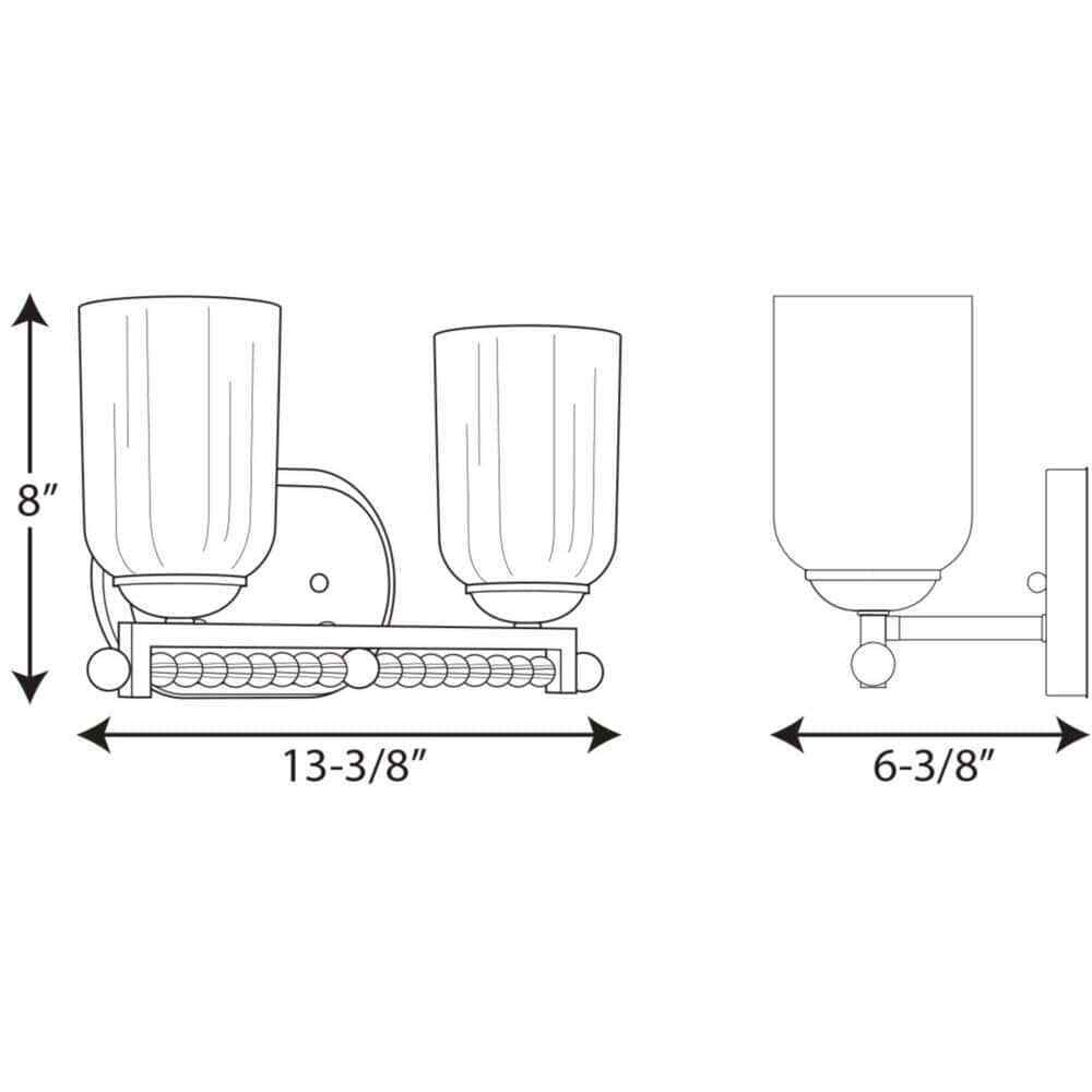Progress Lighting Carlyn Collection 2-Light Polished Nickel Bath Light