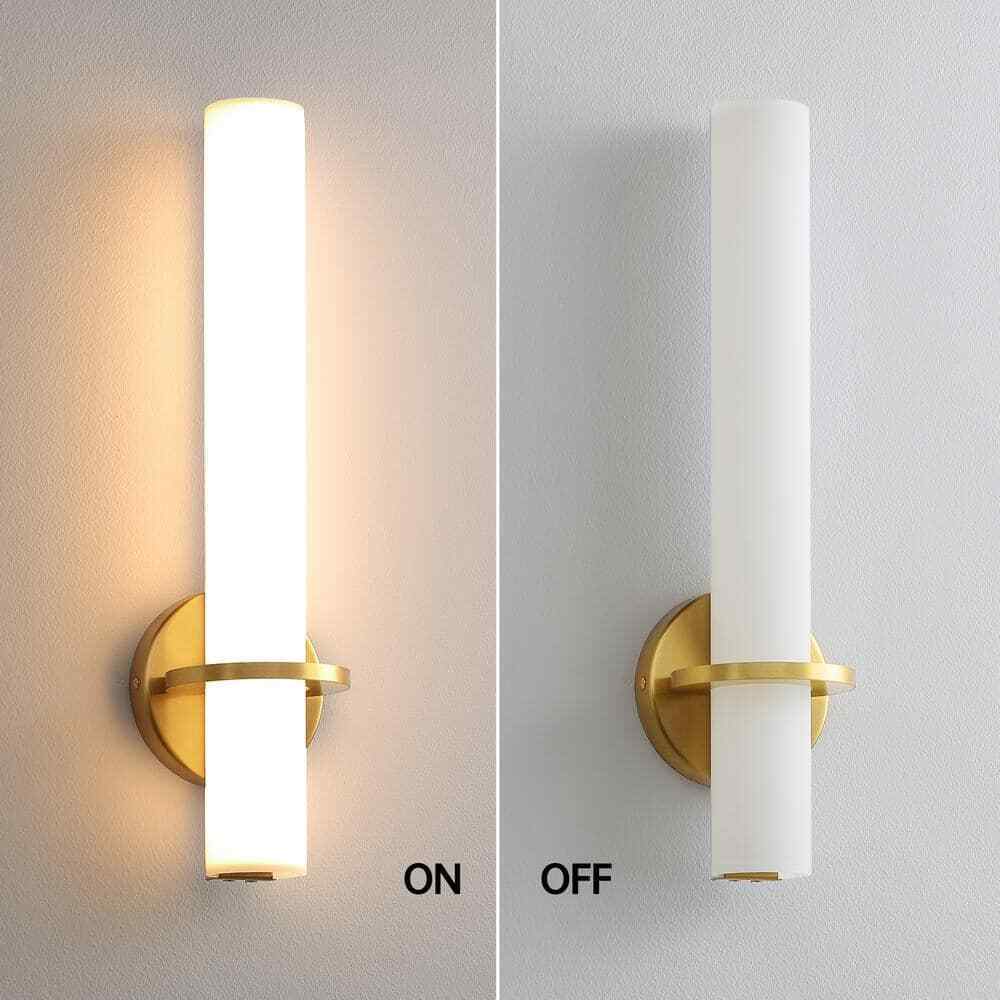 KAISITE Modern LED Wall Sconce w/ Frosted Cylindrical Acrylic Shade, Set of 2
