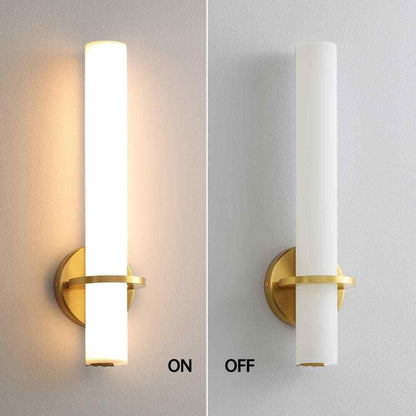 KAISITE Modern LED Wall Sconce w/ Frosted Cylindrical Acrylic Shade, Set of 2