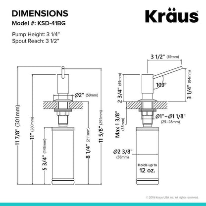 KRAUS Kitchen Soap and Lotion Dispenser in Brushed Gold KSD-41BG