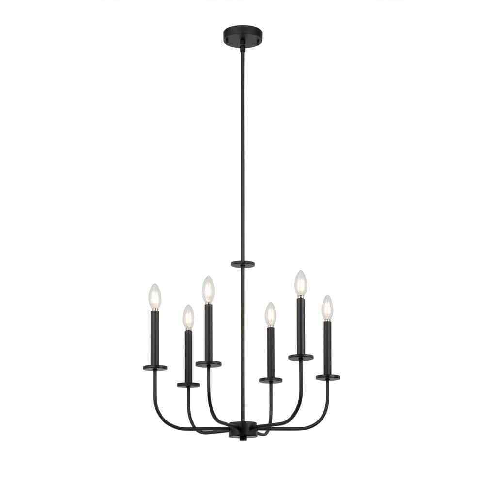 Hampton Bay Tilden 6-Light Matte Black Chandelier KSH9106AX-01/MB