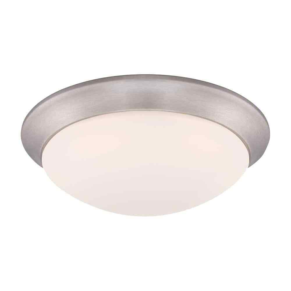 Hampton Bay Stetson 11 in. 1-Light Brushed Nickel LED Ceiling Light Flush Mount