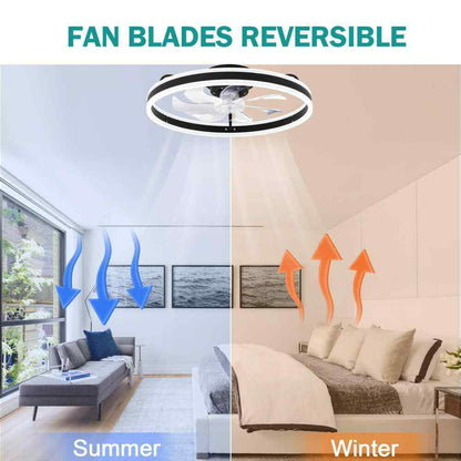 Oaks Aura 20in. LED Indoor Black Bladeless Low Profile Ceiling Fan
