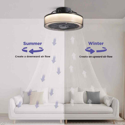 ANTOINE Modern Dimmable LED Indoor Gray Smart Enclosed Ceiling Fan w/ Remote