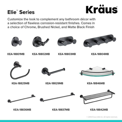 KRAUS Elie Bathroom Robe and Towel Double Hook in Matte Black KEA-18802MB