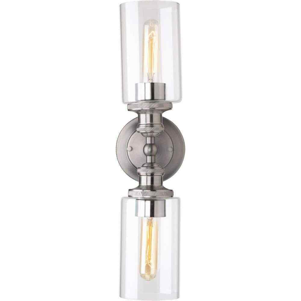 Progress Lighting 2-Light Antique Nickel Etched Fluted Glass Vanity Light