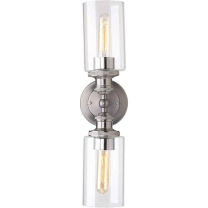 Progress Lighting 2-Light Antique Nickel Etched Fluted Glass Vanity Light
