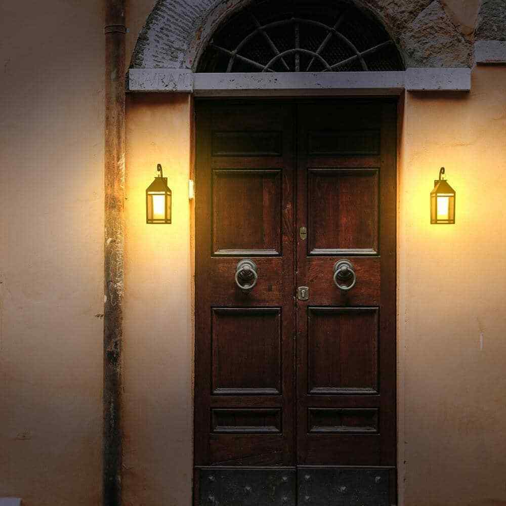 Metallic Black Solar LED Outdoor Hanging Light Sconce w/ Hanger