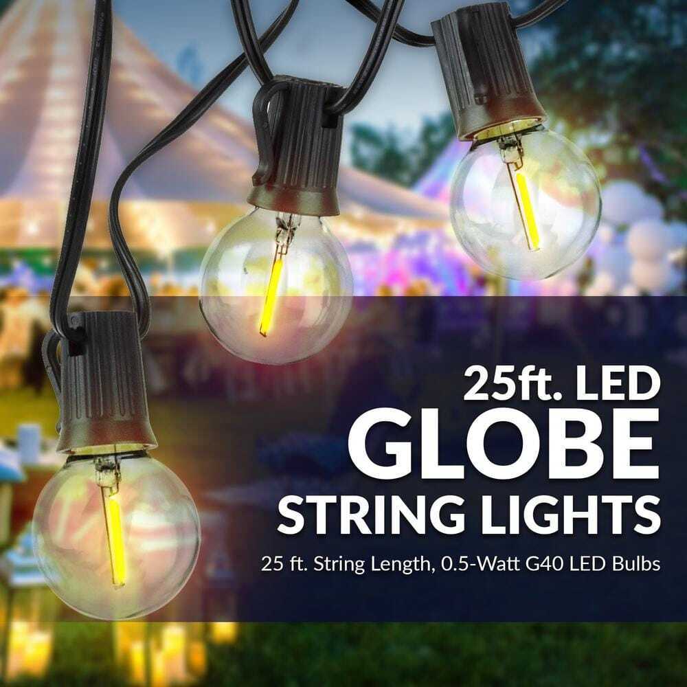 Newhouse Lighting Indoor/Outdoor 25 ft. Plug-In Globe Bulb LED String Lights