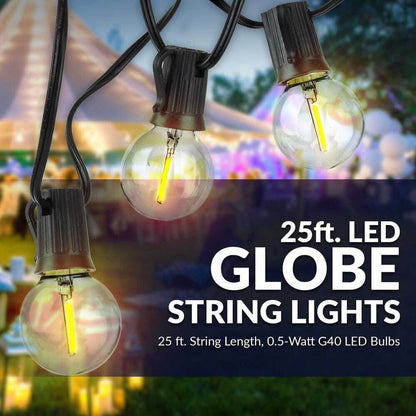 Newhouse Lighting Indoor/Outdoor 25 ft. Plug-In Globe Bulb LED String Lights