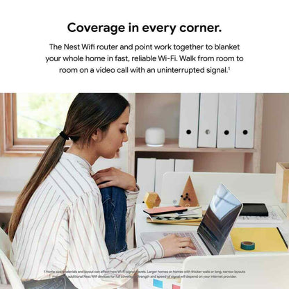 Google Nest Wifi - Mesh Router AC2200 and 1 Point w/ Google Assistant - 2 Pack