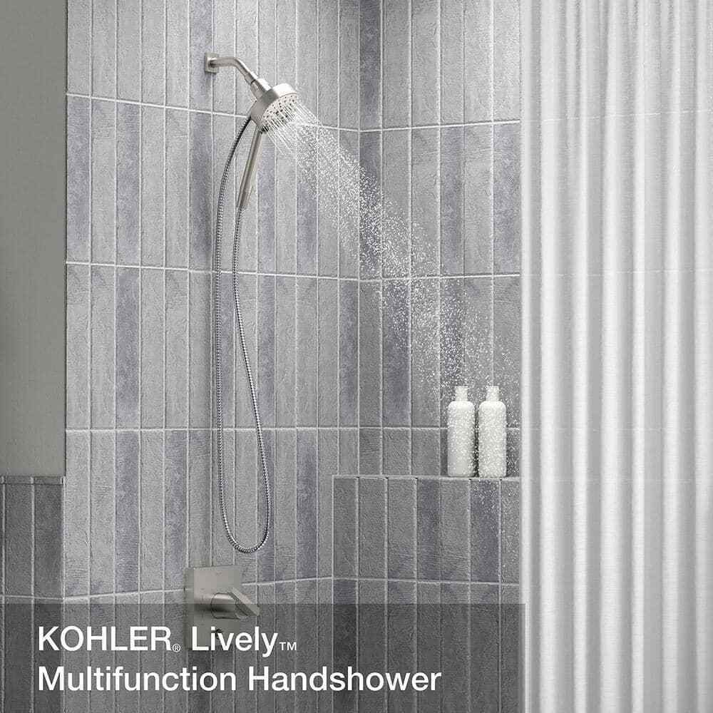 KOHLER Lively 4-Spray Wall Mount Handheld Shower Head in Vibrant Brushed Nickel