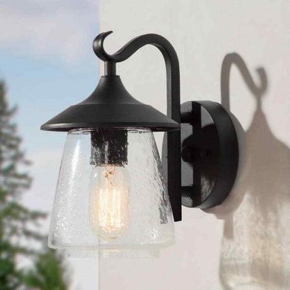 LNC Modern Frosted Black Porch Outdoor Wall Sconce 1-Light Exterior Lantern
