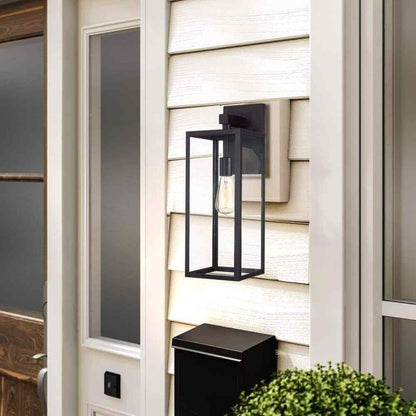Hukoro 1-Light Black Outdoor 1x E26 Wall Light with Clear Glass Shade