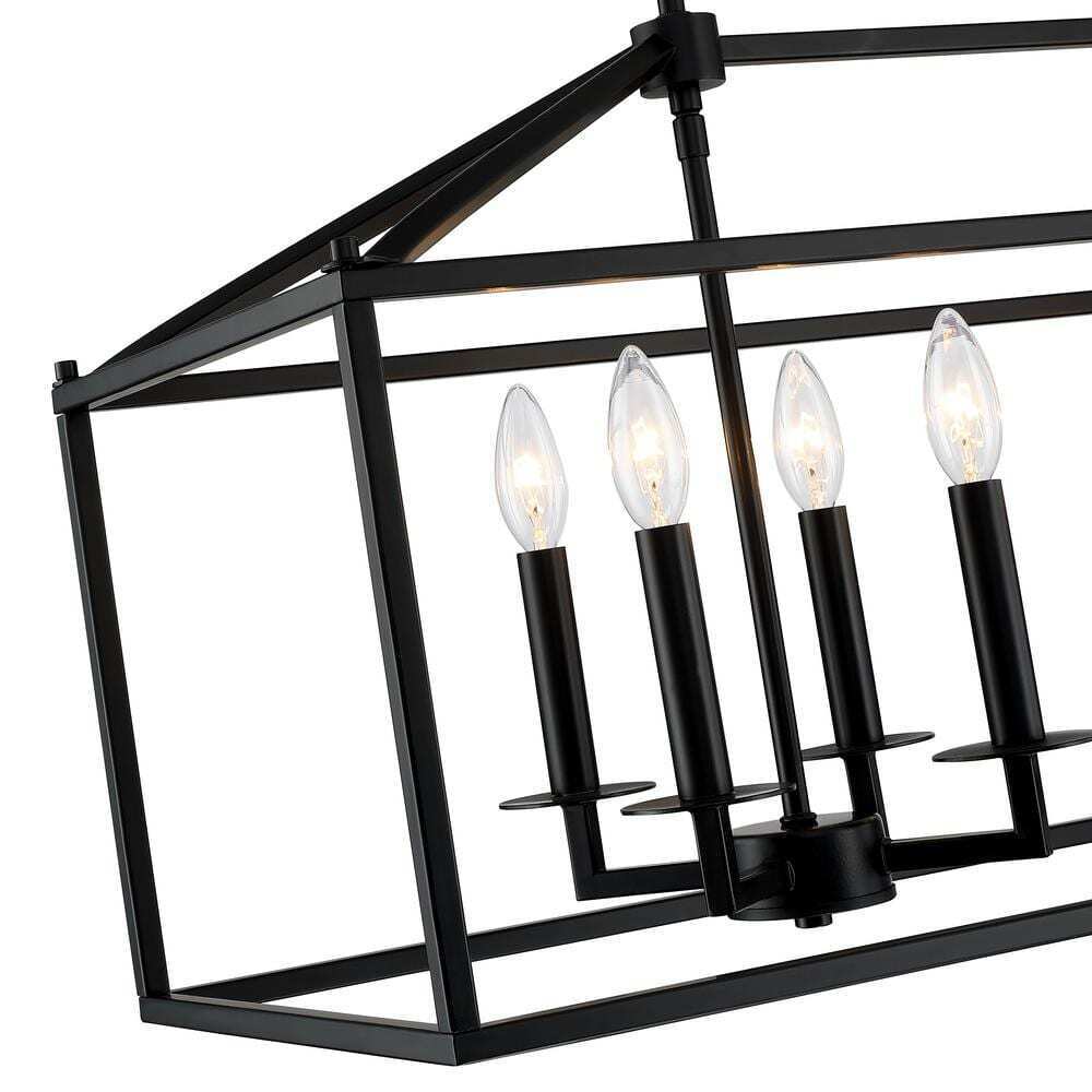 Hukoro Alfa 35 in. 8-Light Modern Linear Chandelier w/ Matte Black Finish