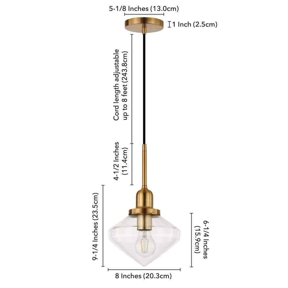 Meyer&Cross Zariza 1-Light Brass Pendant with Clear Glass Shade