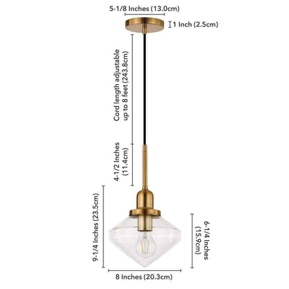 Meyer&Cross Zariza 1-Light Brass Pendant with Clear Glass Shade