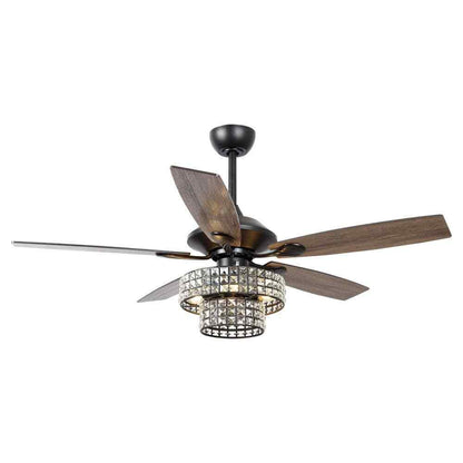 Parrot Uncle Rafferty 52 in. Black Dual Crystal Ceiling Fan w/ Remote Control