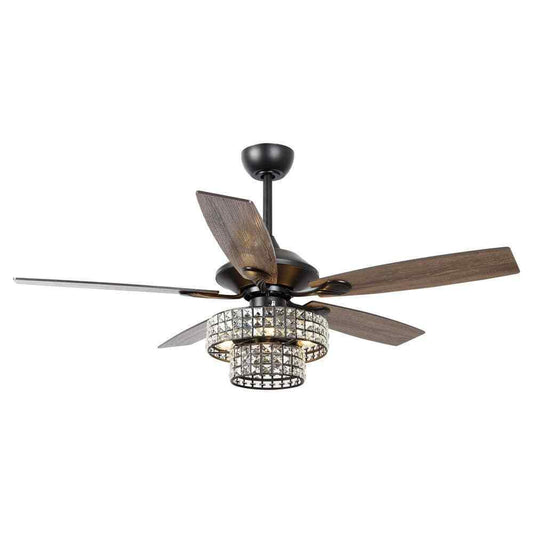 Parrot Uncle Rafferty 52 in. Black Dual Crystal Ceiling Fan w/ Remote Control