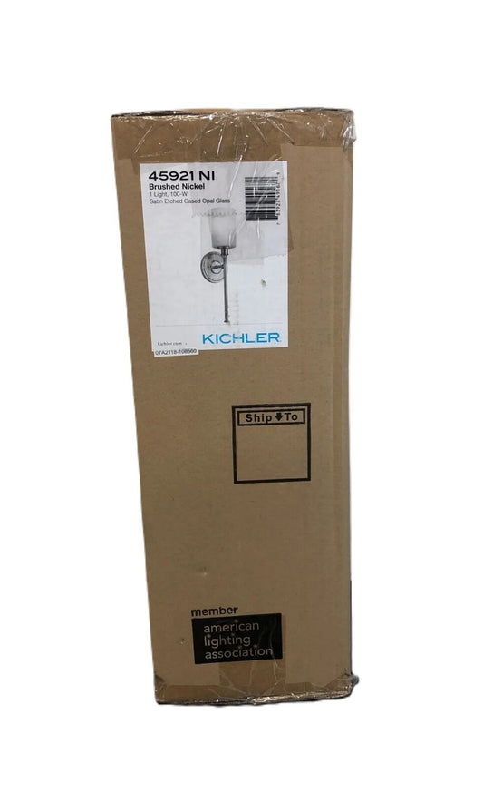 KICHLER Joelson 5 in. Brushed Nickel Transitional Wall Sconce Cased Opal Shade