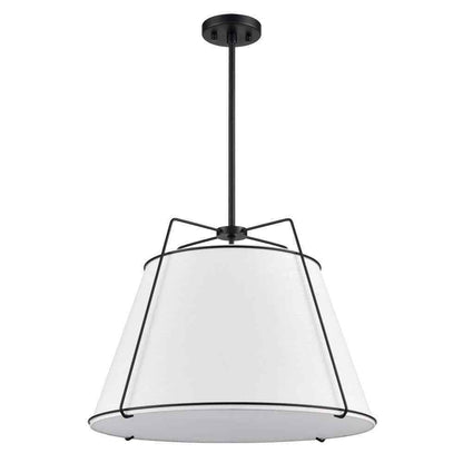 Light Society Lise 22 in. 3-Light Black Chandelier with Fabric Shade LS-C555-BLK
