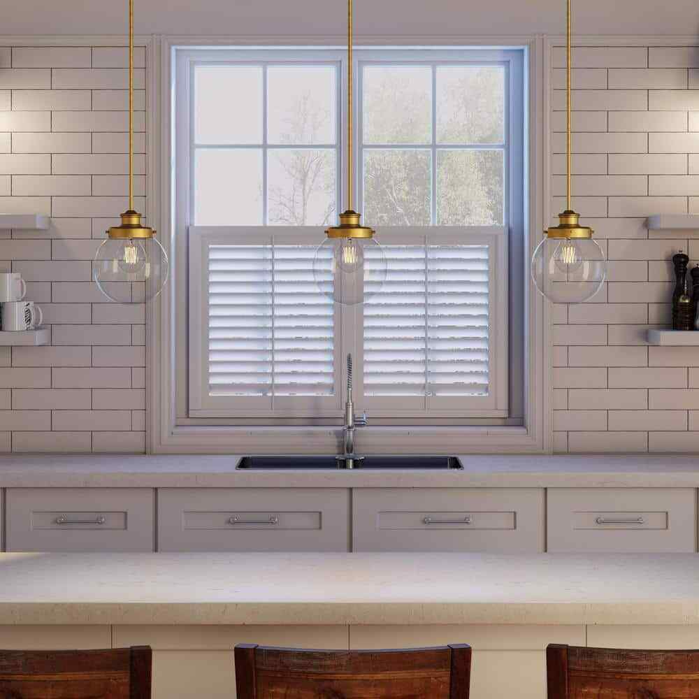 Progress Lighting Golden Natural Brass Clear Glass Modern Kitchen Pendant Light