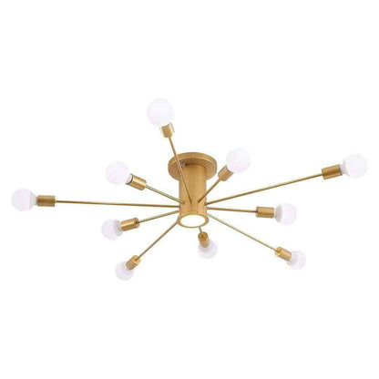 RRTYO Wingard 39.37in. 10-Light Gold Sputnik Ceiling Light Semi-Flush Mount