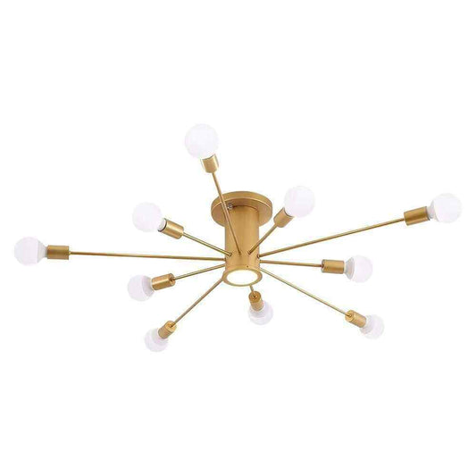 RRTYO Wingard 39.37in. 10-Light Gold Sputnik Ceiling Light Semi-Flush Mount