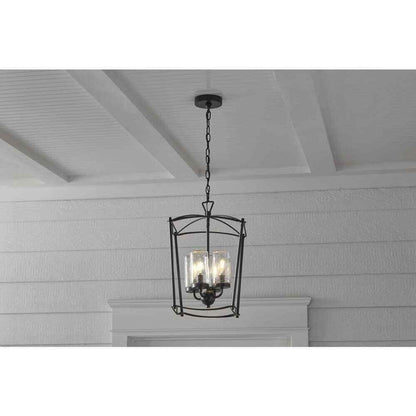 Home Decorators Tercero 4-Light Matte Black Outdoor Foyer Pendant Light