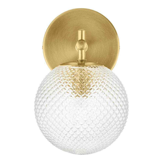 Hampton Bay Walsh 1-Light Brass Wall Sconce Light with Prismatic Glass Shade