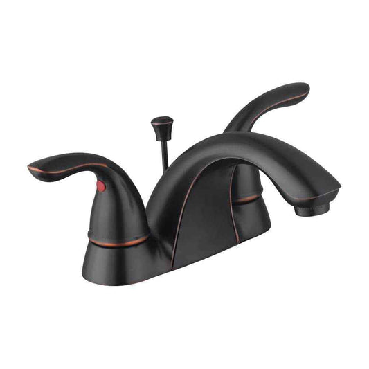 Glacier Bay Builders 4 in. Centerset Double Handle Low-Arc Bathroom Faucet