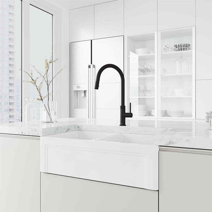 VIGO Bristol Single Handle Pull-Down Sprayer Kitchen Faucet in Matte Black