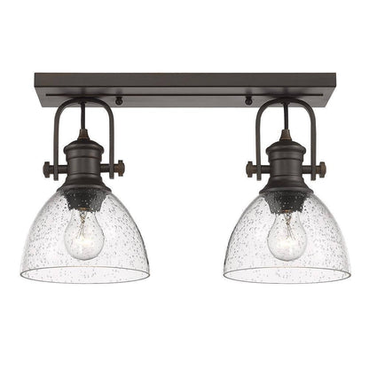 Golden Lighting Hines 2-Light Rubbed Bronze Bath Vanity with Seeded Glass