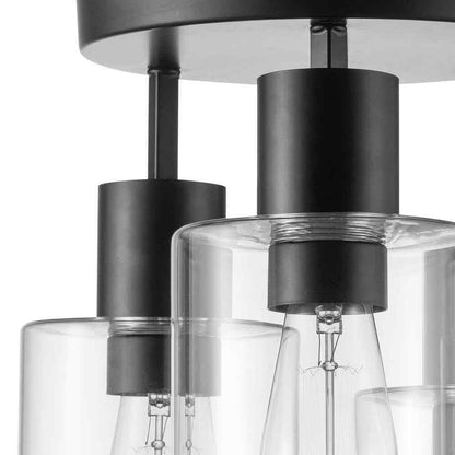Hampton Bay Sutton Place 3-Light Matte Black Flush Mount Farmhouse Ceiling Light