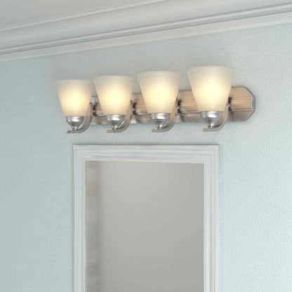 Hampton Bay Tavish 30 in. Brushed Bathroom Vanity Light w/ Frosted Glass Shade