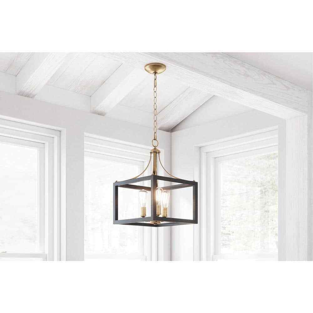 Hampton Bay Boswell Quarter Gold Farmhouse Chandelier w/ Wood Accents