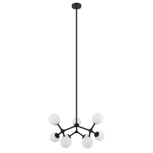 Eglo Maragall Black Convertible Pendant/Semi Flush Mount with Opal Glass Shades