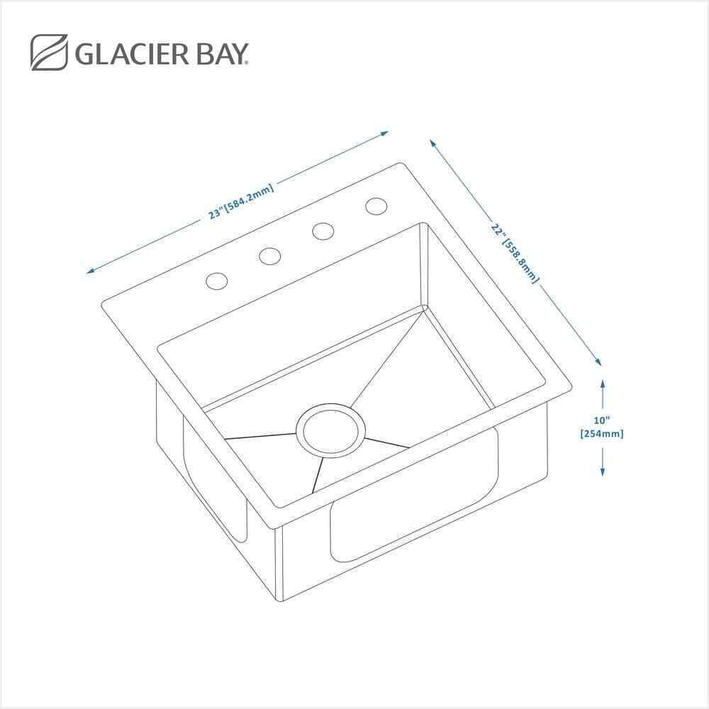 Glacier Bay Professional 23 in Drop-in 16G Stainless Single Bowl Kitchen Sink