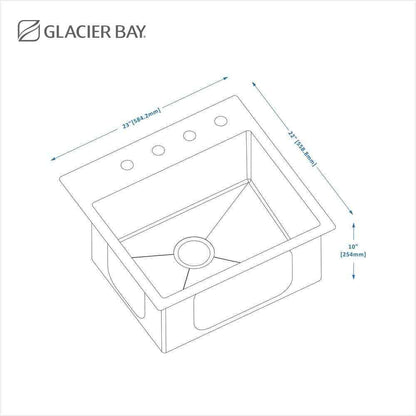 Glacier Bay Professional 23 in Drop-in 16G Stainless Single Bowl Kitchen Sink